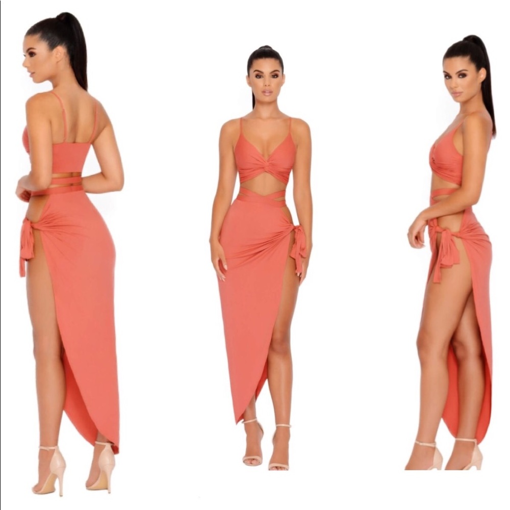 Oh Polly Coral Maxi Dress